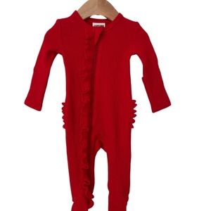 Spearmint Love Organic Waffle Cotton Ruffle Bottom Footie